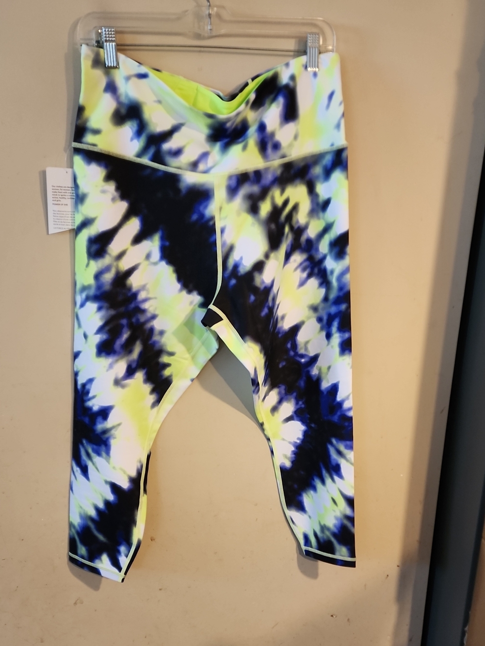 Athleta Kids Tie-Dye Leggings - Neon Yellow & Navy